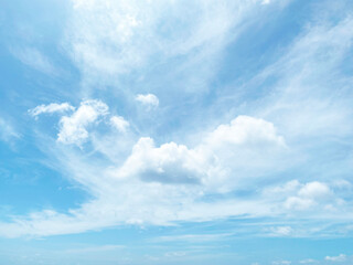Beautiful clouds during spring time in a Sunny day. Blue sky and white fluffy clouds