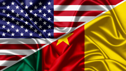 United waving flag of USA and Cameroon