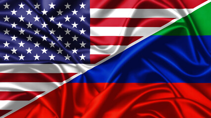 United waving flag of USA and Dagestan