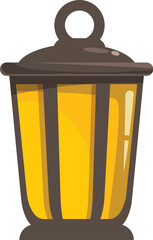 Ramadan lantern shining with warm yellow light, creating a cozy and festive atmosphere