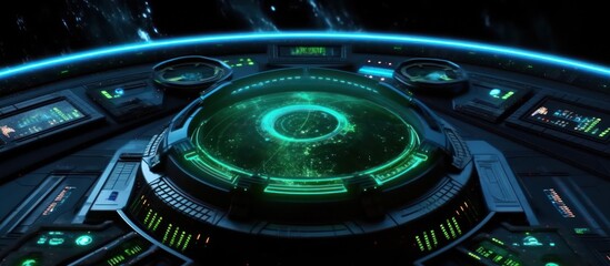 Futuristic Control Panel With Glowing Green Interface