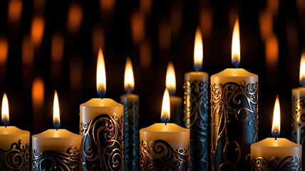 Picture of Glowing Candles with Flames Shaping Unique Patterns