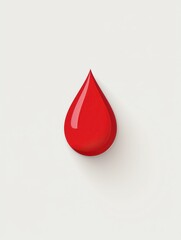 Fototapeta premium Blood drop symbol, red liquid drop in white background, health and medical representation, simple and bold icon, clean minimalist design