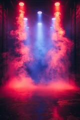 Naklejka premium Dance Stage with smoke lighting Electrifying Sports Stage with Smoke Effects Sports Background