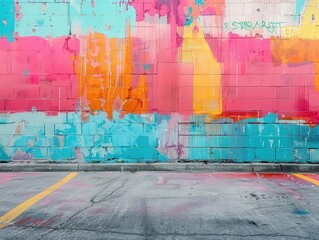 3 Graffiti wall flat design side view cityscape theme water color Complementary Color Scheme