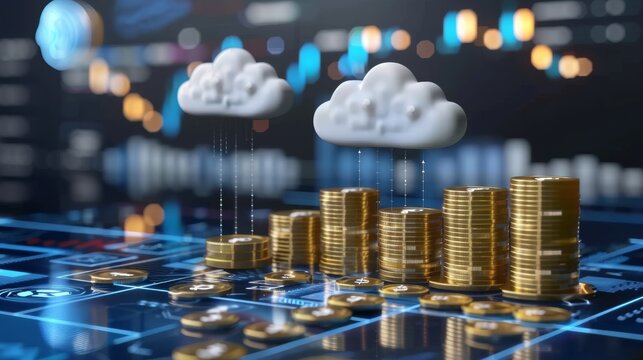 Cloud Computing Cost Efficiency, cost efficiency in cloud computing with an image showing pay-per-use pricing models, resource optimization techniques
