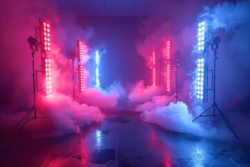 Dance Stage with smoke lighting Electrifying Sports Stage with Smoke Effects Sports Background