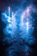 Dance Stage with smoke lighting Electrifying Sports Stage with Smoke Effects Sports Background