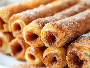 31 Hungarian chimney cake with cinnamon sugar bird's-eye view