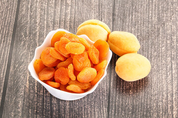 Dried apricot heap in the bowl