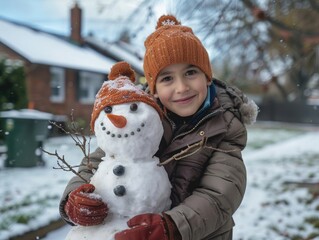 Boy with Snowman