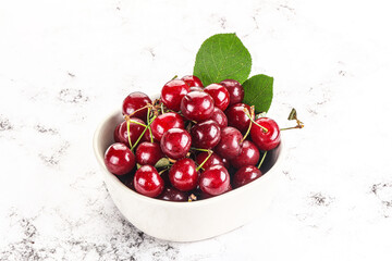 Ripe sweet juicy cherry heap