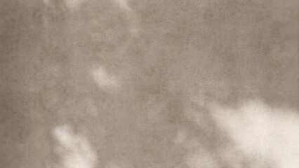 Close up of blank brown weathered cement concrete wall with dapple sunlight and shadow for minimal, modern product background, exterior design decoration 3D