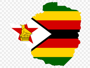 Zimbabwe map flag  isolated on png or transparent background vector illustration.