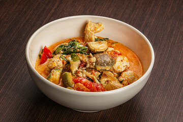 Thai red spicy curry with chicken