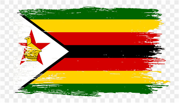 Zimbabwe flag brush paint textured isolated on png or transparent background. vector illustration  
