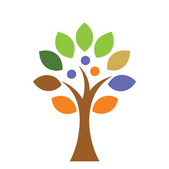 Obraz premium Colorful Tree Logo Icon Vector Illustration | Cartoon, Clipart, Line Art Design