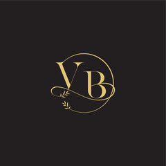 circle and organic style VB wedding monogram design letter luxury concept
