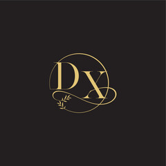 luxury concept DX circle and organic style wedding monogram design letter