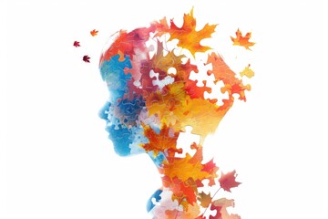 Woman's Head Puzzle Pieces