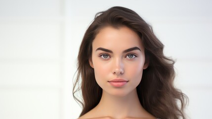 Young woman with natural glowing skin posing 