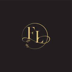 luxury concept FL circle and organic style wedding monogram design letter