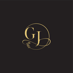 luxury concept wedding monogram design letter circle and organic style GJ