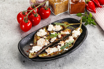 Grilled eggplant with feta cheese