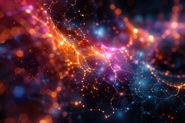 Obraz premium A digital artwork depicting a network of interconnected nodes.