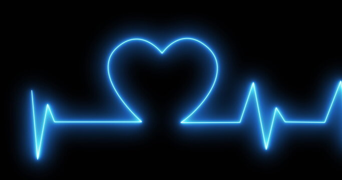 Image of cardiograph and heart over black background