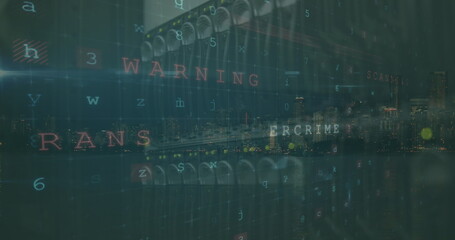 Image of data processing over server room