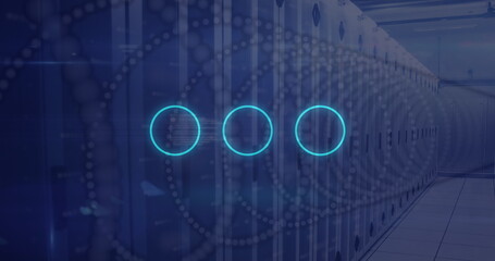Image of circles and spots over server room