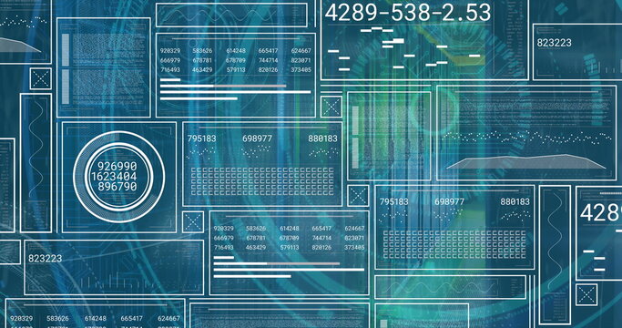 Composition of binary coding medical icons and data processing on screen on black background - Powered by Adobe