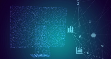 Naklejka premium Image of network of connections over computer