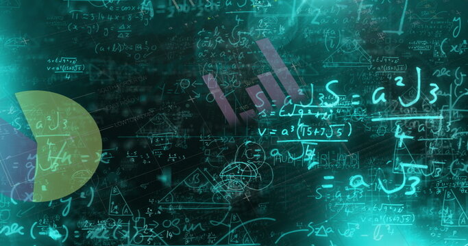 Image of mathematical equations, data processing and statistics - Powered by Adobe