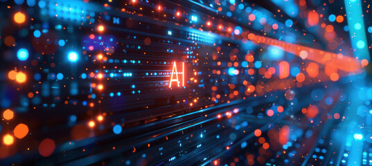 Fototapeta premium Close-Up of AI Server Rack