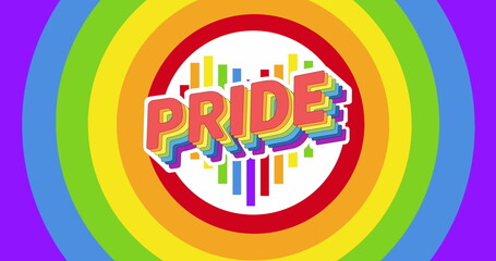 Obraz premium Image of pride text over rainbow circles background