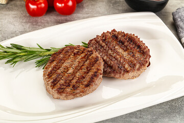 Grilled two beef burger cutlet