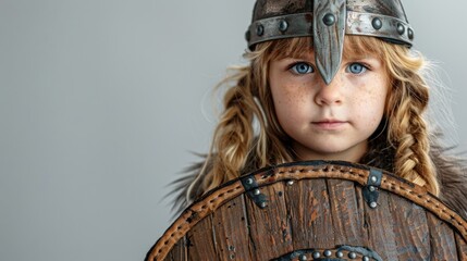 Brave Young Viking Warrior Close-Up Portrait in Studio Setting