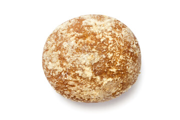 A large round gingerbread on a white background. An ordinary gingerbread on a white background with a shadow.