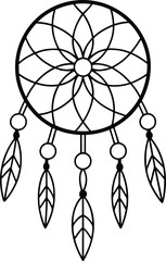 traditional dreamcatchers ornament illustration black and white