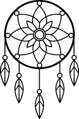 Fototapeta premium traditional dreamcatchers ornament illustration black and white