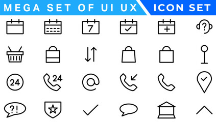 Mega set of ui ux icon set, user interface iconset collection.