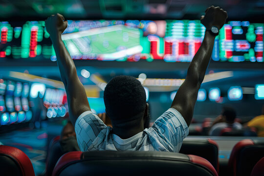Dynamic and vibrant scene capturing the excitement of sports betting