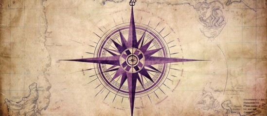 Naklejka premium Vintage Compass Rose on an Old Map