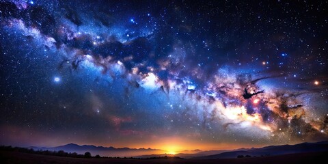 Obraz premium Stunning image of the night sky filled with stars and galaxies, starry, cosmic, universe, space, celestial, astronomy