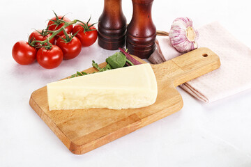 Piece Italian hard parmesan cheese