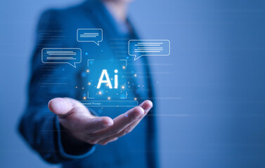 command prompt information AI generates, bot artificial intelligence open for chat...