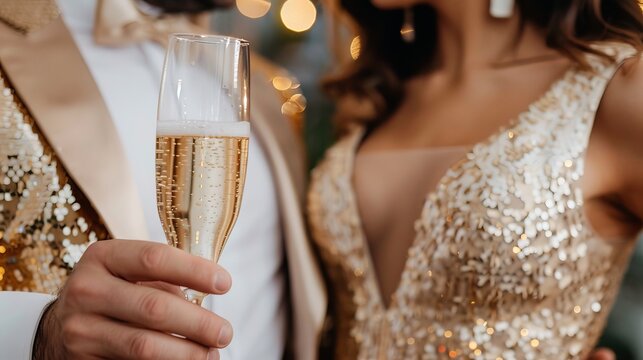 Halloween-themed event with a glamorous couple, engaging with other attendees at a chic, upscale gathering, rich with festive elements