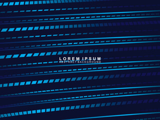 Futuristic abstract technology shining gradient blue light lines with modern stripes pattern dark blue background. Vector minimal line background with text for social media covers, headers, etc.